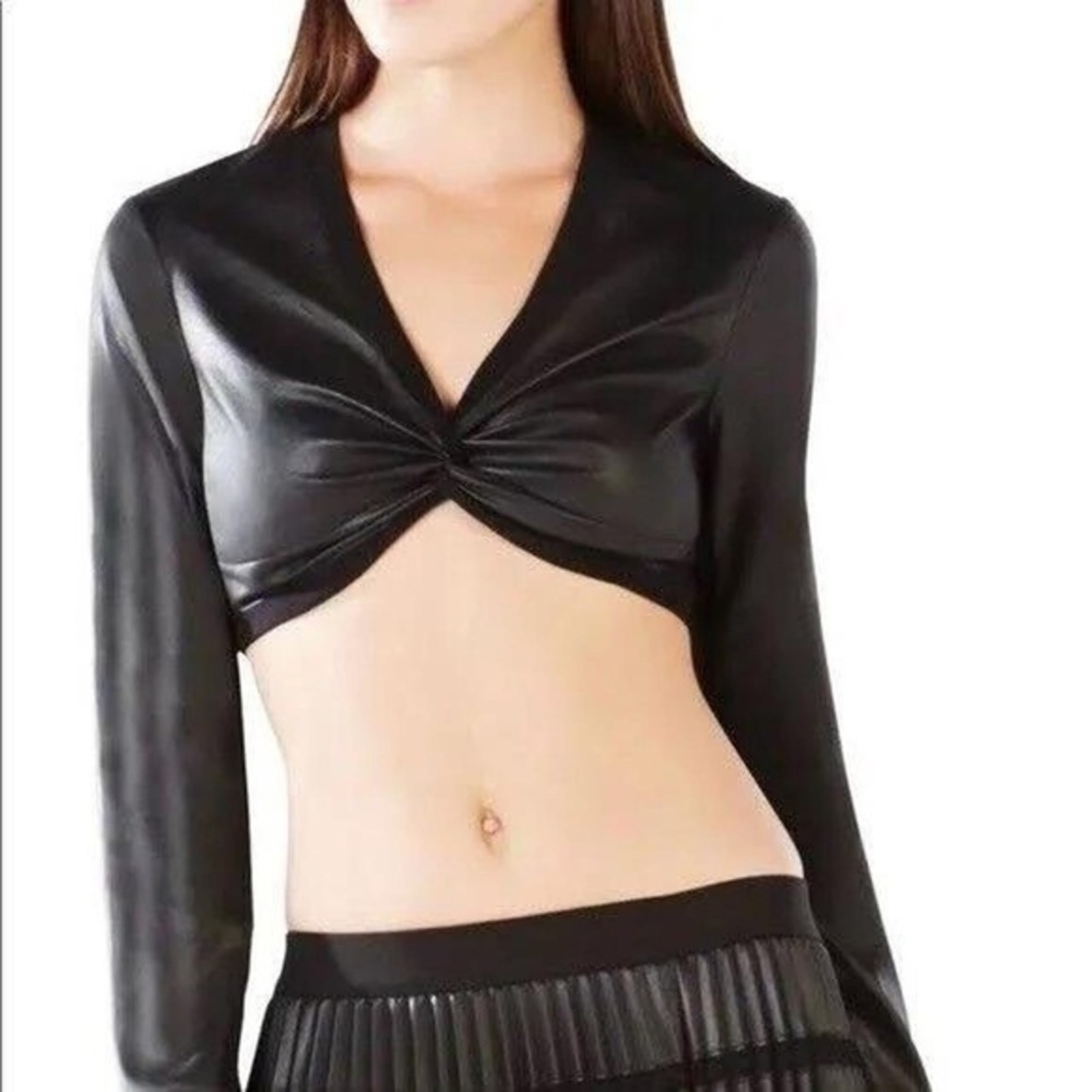 BCBG MAXAZRIA Black Leather Top